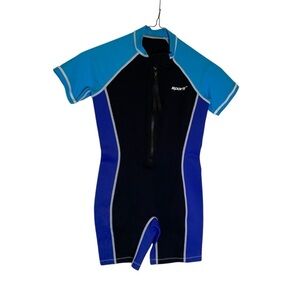 Sporti Kids 9-10 Blue & Black shorty wetsuit neoprene thermal SPF 50 Swimwear